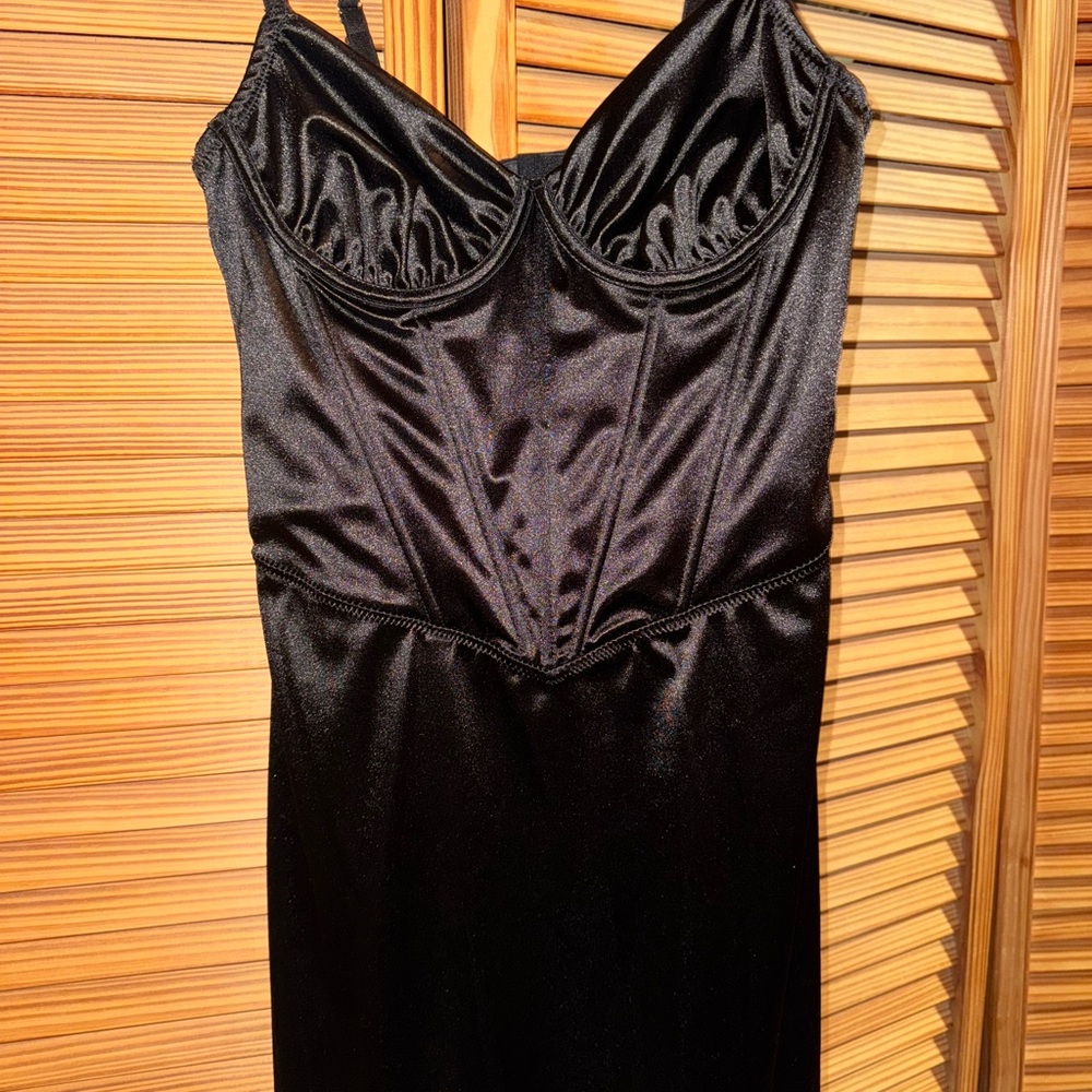 Chic Black Satin Dress